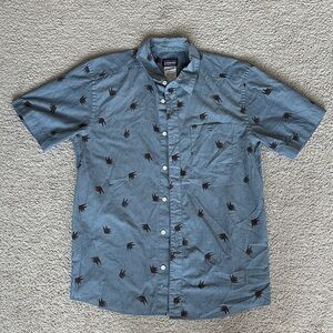 Patagonia Men's Blue and Brown Patterned Shirt